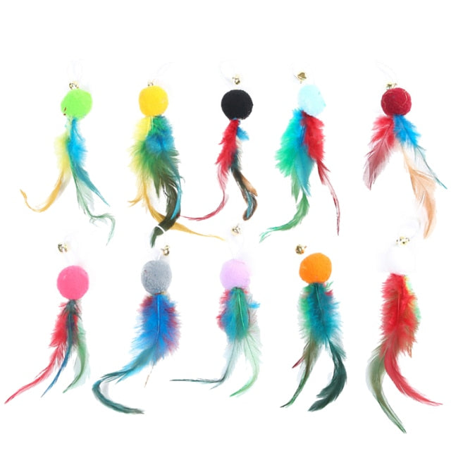 10Pcs Colorful Feather Cat Toys