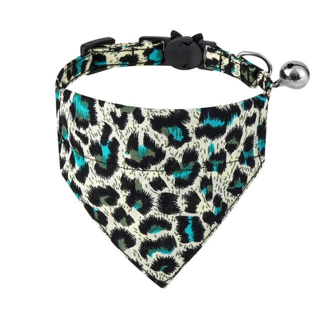 Leopard Print Breakaway Cat Collar with Bow Tie Bandana